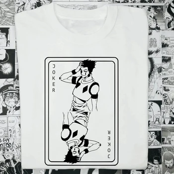 Hisoka Joker T-shirt Mens Mados Anime Hunter X Hunter Manga Marškinėliai Japonijos Tee Unisex Vasaros Medvilnės Marškinėlius Negabaritinius