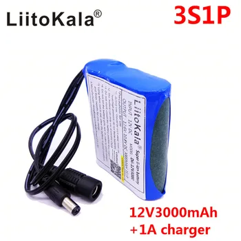 HK LiitoKala Dii-12V3000 DC 12V 18650 3000mAh, Li-lon DC12V Super daugkartinio Įkrovimo Baterija + AC Įkroviklis + sprogimų jungiklis ES