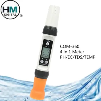 HM Vandeniui COM-360 EB TDS PH TEMP Matuoklis 4 1 Testeris, Skaitmeninis LCD ekranas Su ATC Kalibravimo Ir Duomenų Laikykite Įrankį Testeris 40% Nuolaida