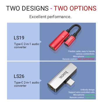 Hoco garso keitiklis Tipas-C-3.5 lizdas 2 In 1 įkroviklio 1.5 AUX splitter nešiojamas USB C ausines dongle ausinių adapteris, garso
