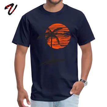 Holiday Resort T-shirt Vyrų Vyrų Medvilnė Tee Marškinėliai Dryžuotas Line Art Viršūnes Saulėlydžio Palmių Paplūdimys Dekoracijos Marškinėlius Atsitiktinis Vasaros