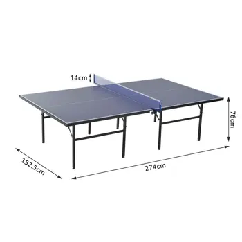 HOMCOM Mesa de Ping Pong Plegable con Raudona 152.5x274x76cm Tenso de Mesa y Medžiaga de Acero y MDF lt Spalva Azul