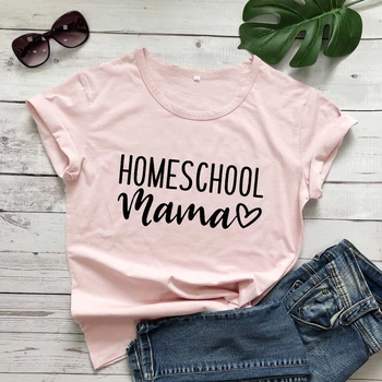 Homeschool Mama marškinėliai moterims mados grynai atsitiktinis juokinga šūkis grunge tumblr jaunų hipster tees motinos dienos dovana meno viršūnes - L365
