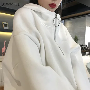 Hoodies Moterų Žiemos Elegantiškas, Šiltas Visiškai Rankovėmis Su Gobtuvu Tirštėti Plius Aksomo Moterų Megztinis Vientisų Ilgai Stiliaus Moteriški Megztiniai