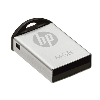 HP Pendrive) atminties USB 64Gb Flash Drive 2.0 v222w metallic suderinama WINDOWS/MAC dydis mini plono