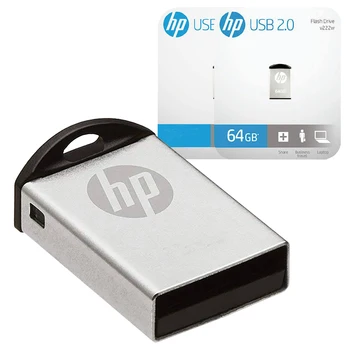 HP Pendrive) atminties USB 64Gb Flash Drive 2.0 v222w metallic suderinama WINDOWS/MAC dydis mini plono