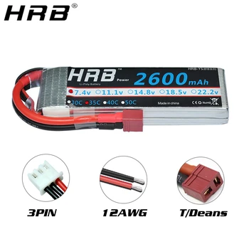 HRB 2S 7.4 V Lipo Baterija 2200mah 2600mah 3000mah 3300mah 4000mah 5000mah 6000mah 8000mah 12000mah 16000mah T Dekanai RC Dalys 60C