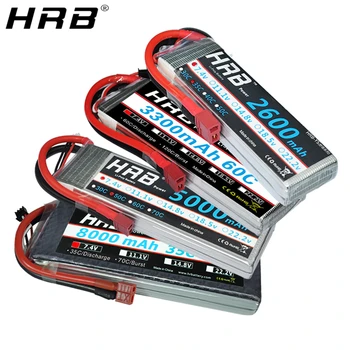 HRB 2S 7.4 V Lipo Baterija 2200mah 2600mah 3000mah 3300mah 4000mah 5000mah 6000mah 8000mah 12000mah 16000mah T Dekanai RC Dalys 60C