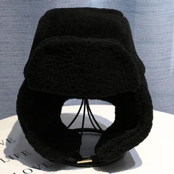HT3436 Moterų Žiemos Skrybėlę Storas Šiltas Berberų Vilnos rusijos Skrybėlę Ponios Juoda Rausva rusijos Trapper Slidinėjimo Earflap Bžūp Moterų Bombonešis Skrybėlę