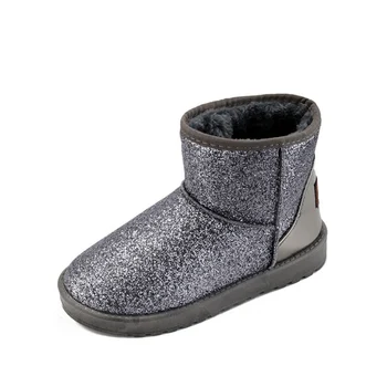 HUANQIU 2017 Prekės ženklo Moterys Sniego Batai Šveitimas Mados Šiltos Žiemos Bling Blizgučiai Blizgučiais Audinys Storas Kailis Kulkšnies Shoes FM08