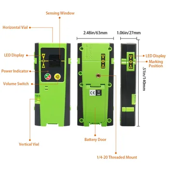 Huepar Skaitmeninis LCD Lazerio Imtuvas Lauko Režime Lazerio Detektorius Pulsuoja Aptikti Raudonas ir Žalias Šviesos Kryžminių linijų Lazeris Lygį Su Apkaba