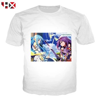 HX Mados 3D Spausdinimo Anime Kardas Meno Internete 2 T Shirt Vyrai/Moterys, SAN tomė ir prinsipė/GGO Simbolių Dizaino Trumpas Rankovės Harajuku Streetwear Viršūnes HX