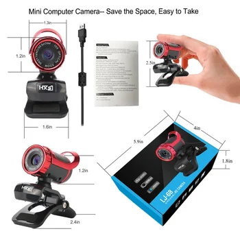 HXSJ HD Pikselių Didelės raiškos Webcamera CMOS Pasukti Kameros, USB Web Kamera Su Mikrofonu Mic for PC Nešiojamas Kompiuteris