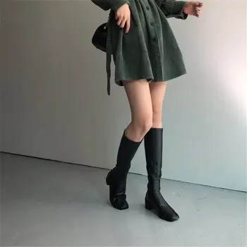 HziriP Retro Žalia Kietas Velvetas Tirštėti 2020 Korėjos Plius Dydis Varčias, Stilingas Prašmatnus Office Lady Streetwear Didelis Juosmens Suknelės