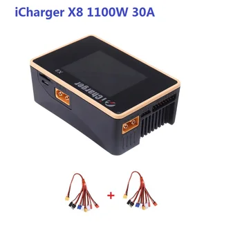 ICharger X8 1100W 30A DC LCD Ekranas, Smart Baterijos Likutis Įkroviklis Išleidiklis 1-8s LiPo/Lilo/LiFe/LiHV Baterija RC Orlaivių