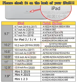 Iki 2020 m. iPad Air 4 3 2 1 Pro 10.5 10.2 11 9.7 colių 2017 2018 mini 4 5 Skaidraus apvalkalo Smart miego pabusti PU Odos Padengti