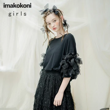 Imakokoni juodas lankas T-shirt originalaus dizaino Japanese prarasti didelio dydžio moterų 20 metų pavasario naujų 202935