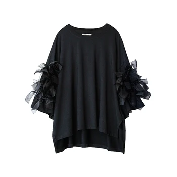 Imakokoni juodas lankas T-shirt originalaus dizaino Japanese prarasti didelio dydžio moterų 20 metų pavasario naujų 202935