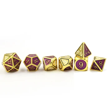 IMDG 7pcs/set Kūrybos RPG Žaidimas Kauliukais, Polyhedron Metalo Kauliukai DND Emalio Dviejų atspalvių Raudonos Aukso Skaitmeninis Žaidimas Kauliukai