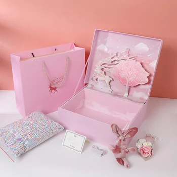 In pink Vyšnių žiedų 3D dovanų dėžutė pakuotės Gimtadienio Lūpų kosmetikos pakuotės gėlių langelį draugas Valentino Dieną