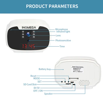 INQMEGA Laikrodis Kamera, Mini 1080P Kamera, WiFi Belaidžio Namų Apsaugos Kamera, IP Stebėjimo kamerų ir SPINDULIŲ Naktinio Matymo Motion Detect