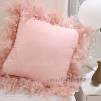 Ins Rožinių Plunksnų Pagalvėlės Pagalvė su užpildu Gyvenimo Kambario, Miegamasis vientisos Spalvos Sofa-lova, Pagalvė Foto Rekvizitai mesti pagalvės 43x43cm