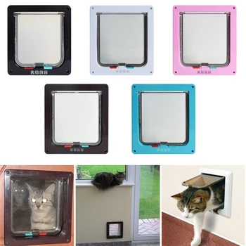 Intellgent Kontrolė 4 Būdas 5Dog Cat Kitten Durų Saugumo Sklendę, Durų ABS Plastiko Mažų Naminių Kačių ir Šunų Vartų Duris, Naminių Reikmenys