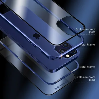 IPhone 12 Priekiniai + Atgal 360 Magnetinio Adsorbcijos Metalo, Stiklo Atveju, 