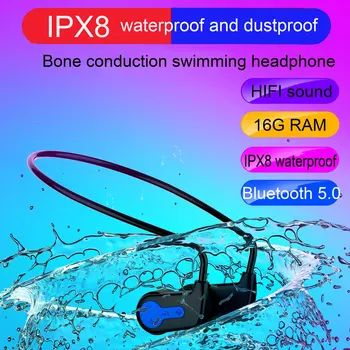 IPX8 Vandeniui MP3 Plaukimo ausinių, Bluetooth 5.0 Kaulais žaidėjas, Sporto, Muzikos laisvų rankų įranga, nardymo MP3 mi/telefono RAM 16G