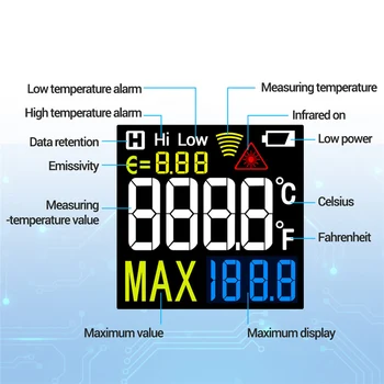 Ir SPINDULIŲ Termometras, Temperatūros Matuoklis Ginklą Pyrometer Ne-Susisiekite su Lazeriu TH01B Skaitmeninis Lengvi Įrankiai Vaiko Mama Prekes