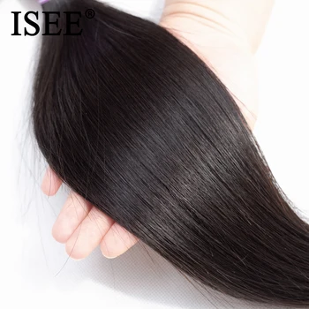 ISEE PLAUKŲ Brazilijos Tiesūs Plaukai Ryšulių Remy Human Hair Extension Natūralių Spalvų 1 Ryšulių Tiesiai Plaukų Audžia