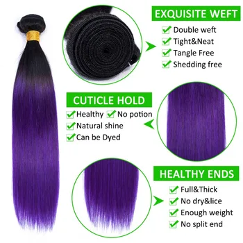 Iš anksto Spalvos Ombre Brazilijos Tiesūs Plaukai Ryšulių 3 Ryšulius Žmogaus Plaukų Pynimas 2 Tonas 1B Violetinė Plaukai Ne Remy Human Hair Extension