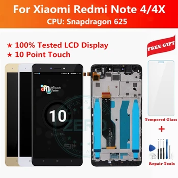 Išbandyta LCD Ekranas + Rėmas Xiaomi Redmi 4 Pastaba Pasaulio Versija Jutiklinio Ekrano LCD skaitmeninis keitiklis Redmi Note4 Snapdragon 625 Dalys