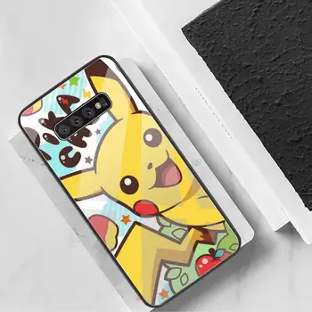 Iškirpti Animaciją Anime Pokemons pika Telefono dėklas Grūdintas Stiklas Samsung S20 Plius S7 S8 S9 S10 Plus Pastaba 8 9 10 Plius