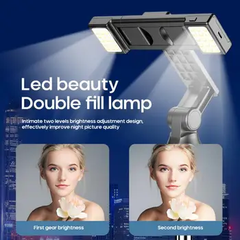 Ištraukiamas monopodzie trikojis su dvigubos užpildyti šviesos selfie stick mobiliųjų telefonų, Bluetooth nuotolinio užrakto