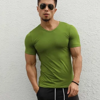 J674-fitneso Treniruotės vyrams trumpomis rankovėmis marškinėliai vyrams šilumos raumenų kultūrizmo dėvėti suspaudimo Elastinga Slim naudotis drabužiai