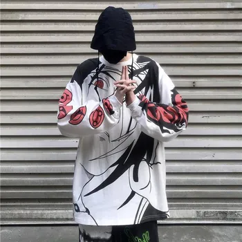 Japonija Naruto Marškinėliai Animacinių filmų Spausdinti Viršūnes Long Sleeve Tee O-kaklo T-shirt Juokinga Vyrai Moterys Priežastinis Laisvas Amino Marškinėlius Streetwear Vyras