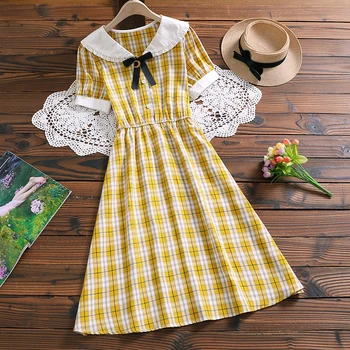 Japonija stiliaus mielas kawaii vasaros mados pledas saldus suknelė naują atvykimo lankas trumpomis rankovėmis moterims vestidos