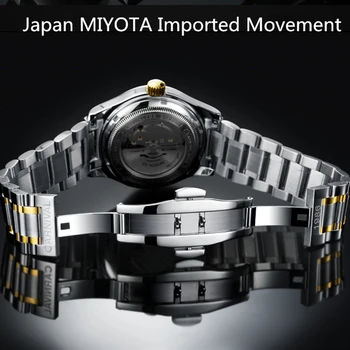 Japonijoje MIYOTA Judėjimo Automatinis laikrodis Šviesos Rankas KARNAVALAS Prabangių Laikrodžių Vyrams, Vandeniui Visiškai Plieno Mechaninių Laikrodžių Relogio