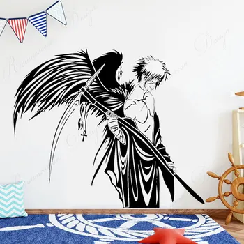Japonijos Anime Karys Angelas Mirties siena lipdukas vinilo namų dekoro vaikams, vaikų kambario, miegamojo, lipdukai, vidaus apdaila, 4361