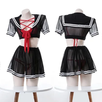 Japonijos apatinis Trikotažas Rinkinys Lolita Tvarstis Skaidrus Cosplay Kostiumų Mokyklos Mergina JK Vienodą Aprangą Seksualus Kawaii Mielas Sailor Suknelė