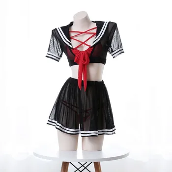 Japonijos apatinis Trikotažas Rinkinys Lolita Tvarstis Skaidrus Cosplay Kostiumų Mokyklos Mergina JK Vienodą Aprangą Seksualus Kawaii Mielas Sailor Suknelė