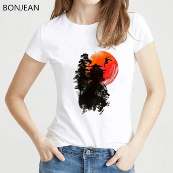 Japonijos harajuku vintage marškinėliai saulėlydžio šventyklos kalnuose spausdinti marškinėliai, femme balti marškinėliai drabužių moterims geek moterų marškinėliai