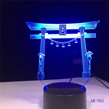 Japonijos Jinja Šventykla, USB 3D led Nakties šviesos Daugiaspalvis RGBW Festivalio Dovana dekoratyvinis apšvietimas Stalo lempos Miegamasis Lašas laivas AW-765