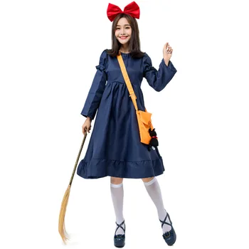Japonijos Moterys Kiki ' s Delivery Service Cosplay Kostiumas Kostiumas Ragana Halloween Kostiumai Moterims Išgalvotas Suaugusiųjų Moterų Suknelė 4PCS/SET