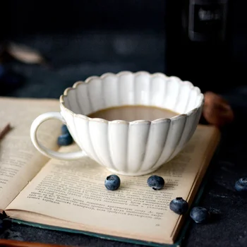 Japonijos retro chrizantemų keramikos puodelis pieno, arbatos puodelio pusryčių puodelis patiekalas puodeliai didelės talpos Žiedlapis puodeliai CL102023 kavos puodelis dovanų