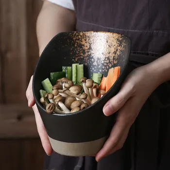 Japonų keramikos indai įstrižai dubenį, pagardinti dubuo daržovių barelį restoranas hot pot restoranas retro stalo dubenį padažu