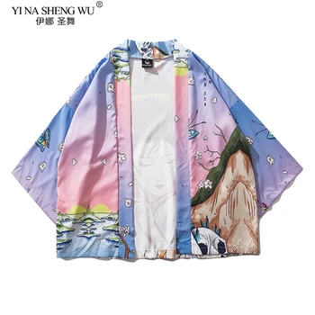 Japonų Kimono Atsitiktinis Moterų Streetwear Mados Grožio Spausdinti Skraiste Tradicinių Kimonos Japonijos Azijos Stiliaus Paplūdimio Drabužių Yukata