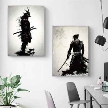 Japonų Samurajus Drobės Tapybos HD Abstraktus, Plakatų Ir grafikos Modernios Sienos Menas Nuotraukas Kambarį Namo Apdaila