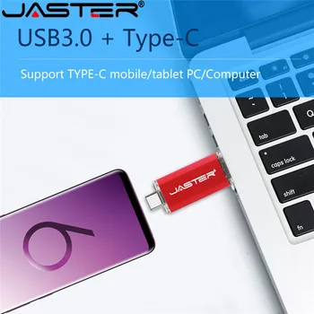 JASTER 2 in 1 USB 3.0 Tipas-C OTG, Flash Diskas 128GB 64GB 32GB cel Pendrive USB 16GB memoria Stick Parkeris Vairuoti C Tipo Prietaisai